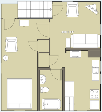 Floorplan. Note the unit is on the 2nd floor; 1st floor is storage only. - Fully Furnished 1 Bedroom, Quiet, Private, Close to Hiking at the Cascades & AT Apartments