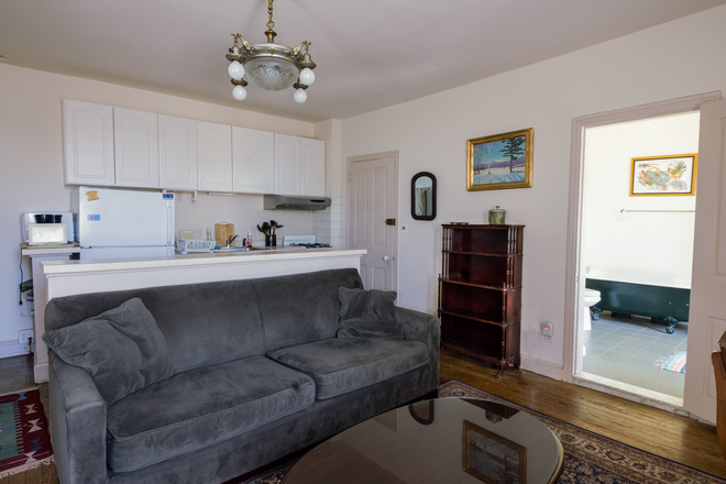 kitchen and living room - $1350 Fully Furnished One Bedroom in a Safe Neighborhood Close to Penn Campus Apartments