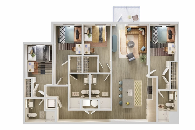 Floor Plan - Room Open in Fully Furnished 4x4 [email removed] VERVE Orlando — Established Roommates