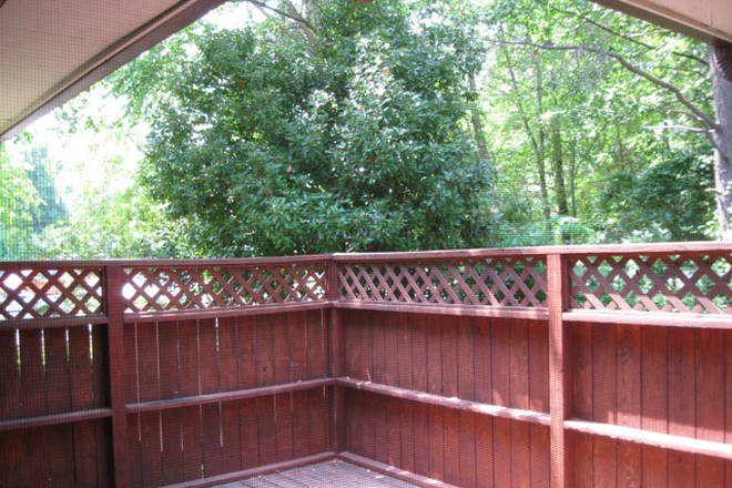 the large deck with roof - 3 bedroom Finley Forest condo on Friday Center busline
