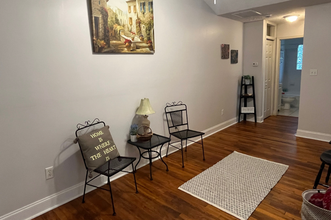 Living room -high ceilings- hardwood floors - Cute 1 BED-1BA right side of Duplex - Ormewood Park-East Atlanta area Duplex
