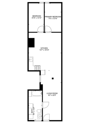 floorplan - Free Utilities + Washer and Dryer - 2 Blocks to Pink Line - 2 Bedrooms - $1450 Apartments