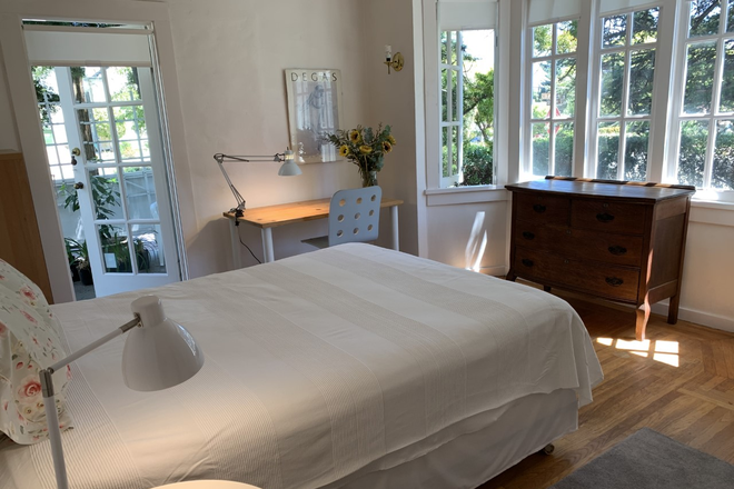 Bedroom with door to deck - Furnished Bedroom with Double Bed House