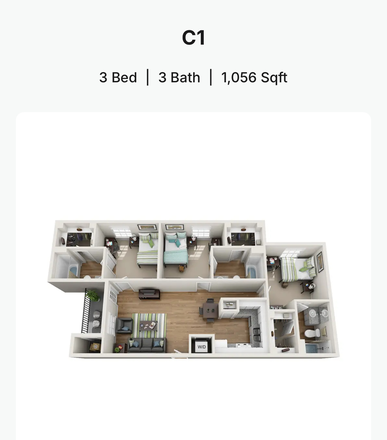 floorplan - The Oliver Apartments close to campus, convenient for students ($620)