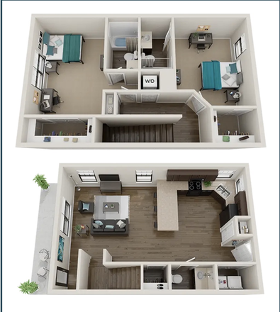 Floor Plan of 2x2.5 Premium Unit - The Collective unit right on top of campus