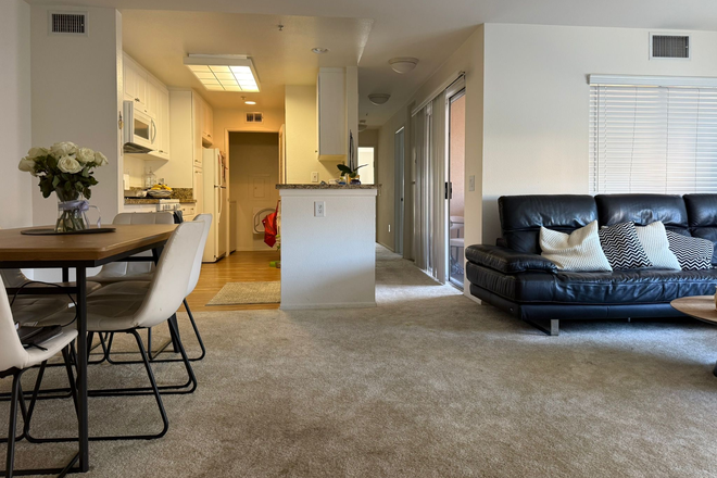 Living room and Kitchen - 6 month lease - Furnished 2 Bedroom apartment in Irvine, CA ( Oak Creek)