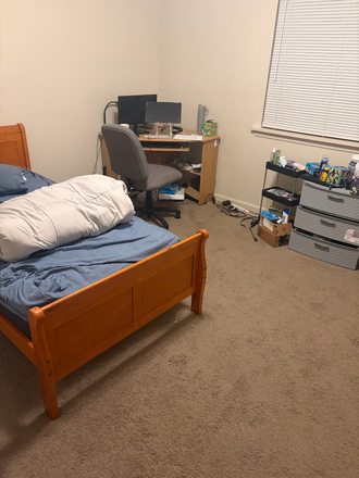 The bedroom, 13 x 11 square feet in size, has a bed, desk and a personalized closet - Summer 2026 Sublease - furnished one large bedroom 1711 Whipple Apartment