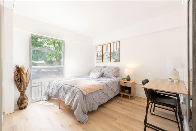 $825 12x10.5 Furnished huge floor to ceiling window, huge closet space, lots of light - Renovated Private Room in Avenues Apartments