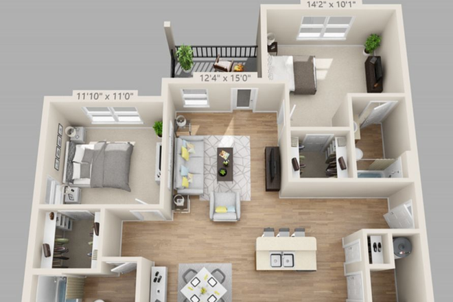 Floorplan - 2BD/2BA Lease Takeover at Skyline Terrace Apartments