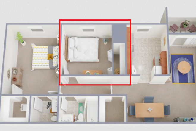 The selected bedroom is for rent - Foxridge Apartment