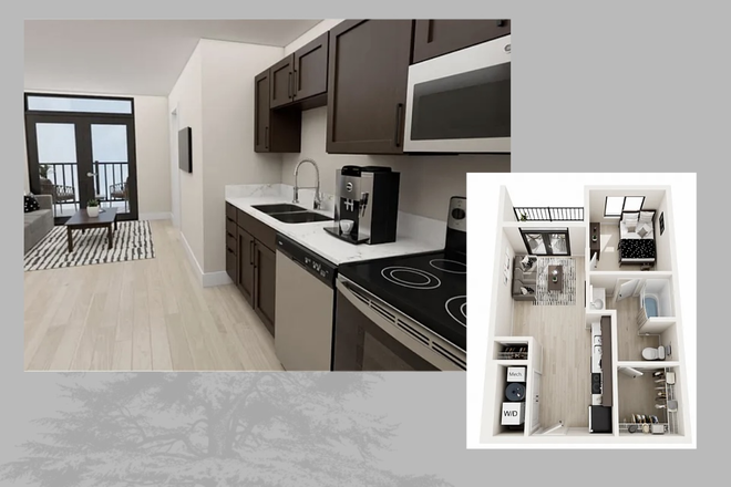 Interior Floorplan Of Apt and Balcony - Brand New Luxury 1 Bed With Balcony At Purdue—Vine St, West Lafayette Apartments