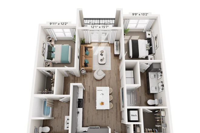 2 bed 2 bath - The Hawkins Apartments