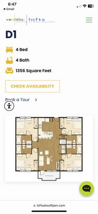 Floor plan illustration - Unit 102 C, at The Lofts at Wolf Pen Creek