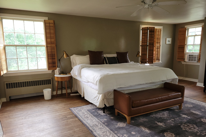Master bedroom - Furnished 1860s Farmhouse — Walk to Princeton Campus, 2.25 Private Acres