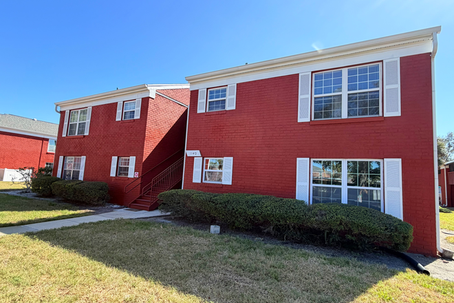 From exterior - 2 Bed 1 Bath upstairs Condo- POOL VIEW, NEW appliances