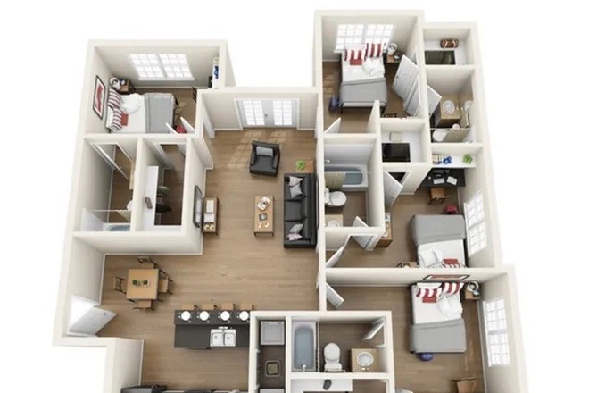 Layout of floor plan for full apartment shows all rooms - The Chelsea