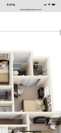 floor plan on bedroom C - College Station Apartments