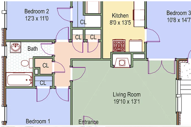 Floorplan (Bedroom 2 Available) - College House Close to Campus and Chautauqua
