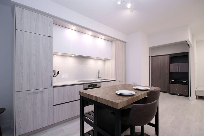 Kitchen area - SHORT TERM LEASE OPTION - FULLY FURNISHED NEW 2 BEDROOM + 2 WASHROOM CONDO AT NOBU RESIDENCES.
