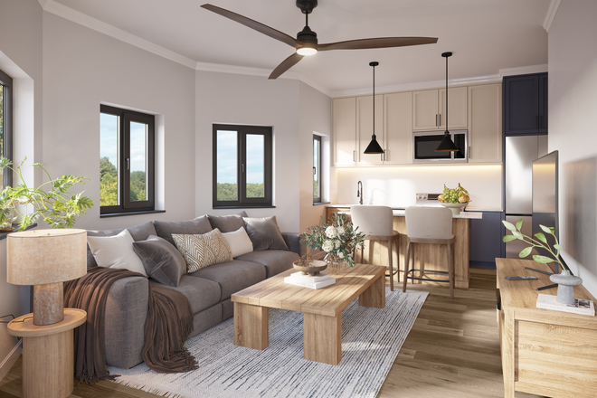 Living Room/Kitchen - 584 Cambridge St – The New Standard for Luxury Apartments
