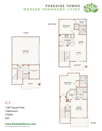 Floorplan - Parkside Towns Apartments, 3x3 Townhouse, Private room and bathroom available