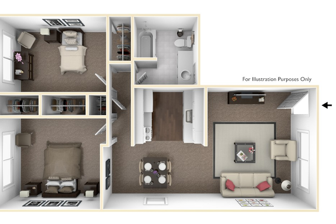 Two Bedroom Floorplan - Cedarview West Apartments