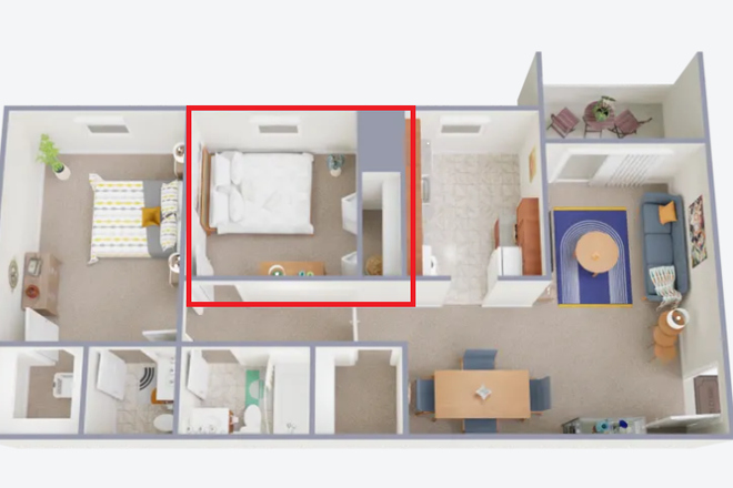 The bedroom available for rent - 1 Bedroom in a 2-Bedroom Apartment at Foxridge