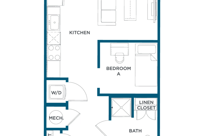 Floorplan of Studio - The Hudson at College Station - Studio Apartment