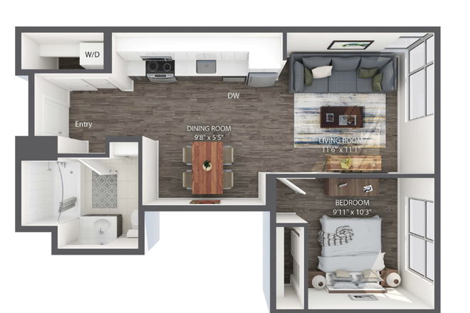 unit layout - The Dwight Apartments Sublease — Flexible Dates — $1000/month