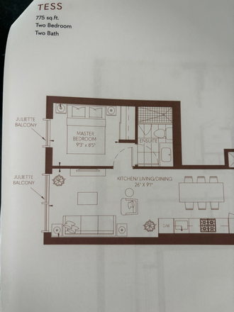 Floor Plan - Adagio Condominium: Rent out master bedroom in a 2 bedroom apartment with laundr