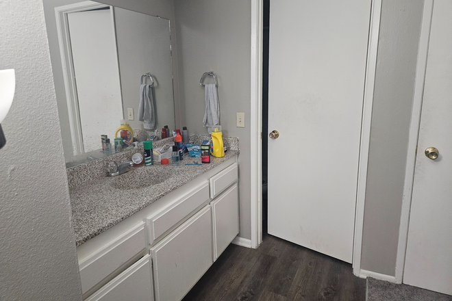 Private bathroom (Remember this is shared with one other person) - Campus Crossings Riverside Apartments