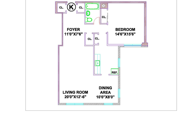 Layout - 1 Bedroom 1 Bath in Apt Bldg Garden City Border