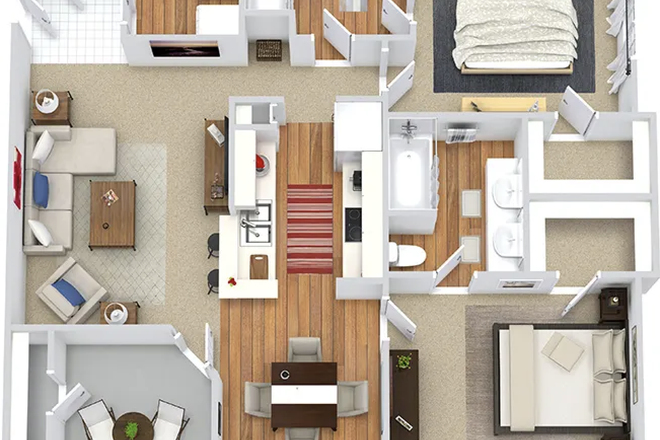 floorplan - Master Bedroom for rent in a 2BHK for females only! Apartments