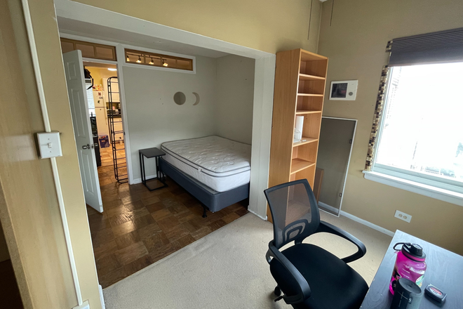 Bedroom, bed is full size for reference - College Park Towers Apartments