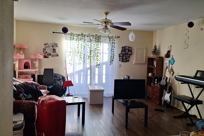 Living room - Not far from the campus and the bus stop is across the street