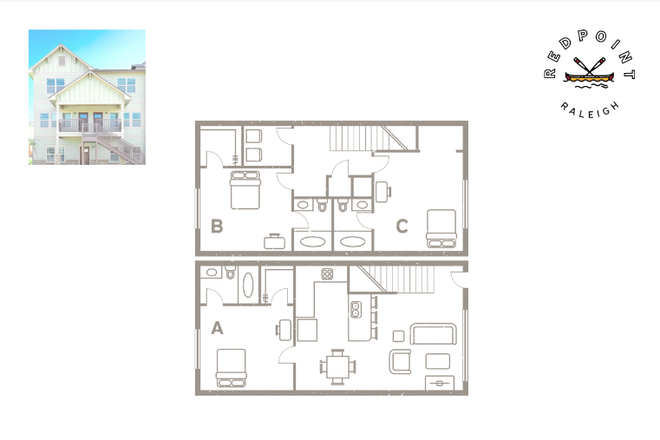 This listing is for Bedroom B. - Redpoint Raleigh