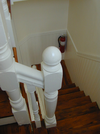Stairway to each apartment. - 69 River Street, Cambridge