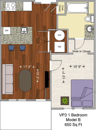 Floorplan of the unit - VP3, 30 E Corry St. Apartments