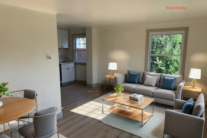 Living room (virtual staging) - 2626 S Franklin, Sunny two-story 3 Bedroom with 3 individual bathrooms (one for each of you!!) House