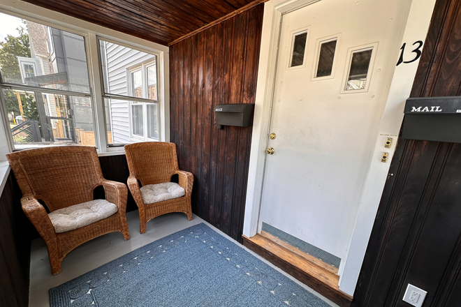 Inside front porch; common front door - 13 Cottage Park Ave, Unit 1 (first floor with off-street parking) Duplex