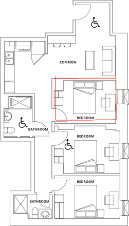 Floorplan - Campus1 - Furnished 1 BR w. Kitchen (in 3BR 2Bath)