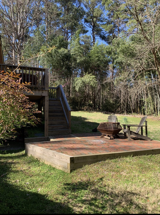 patio - Furnished 3BR Retreat on 1 Acre | Screened Porch, Decks, Pet Friendly | Near UNC Chapel Hill ! House
