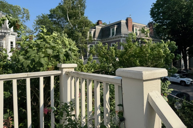 Back stairs landing - Second Level Studio with Separate Entrance, Deck and Parking - near Longwood Medical Area House