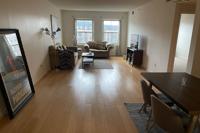 Living Room - 2 Bed / 2 Bath Waterfront Condo in Historic Fells Point – Garage Parking Included