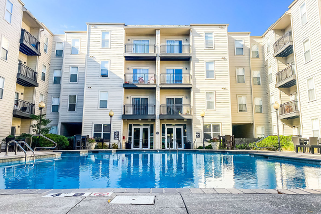 Pool and gym entrance from outside. - Alight Birmingham Apartments