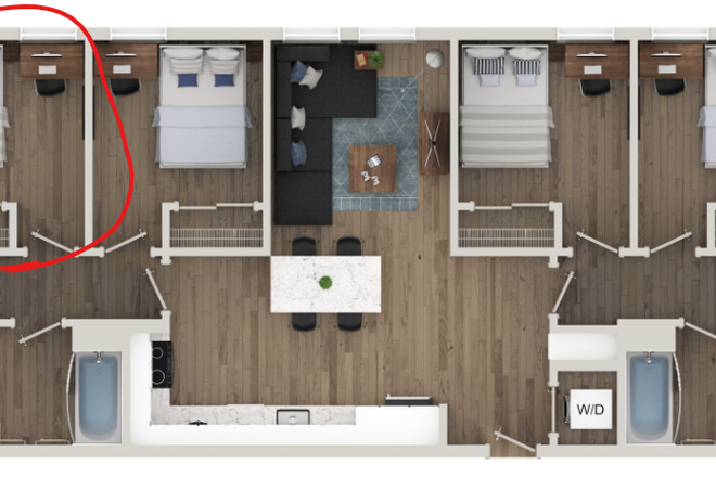 Room will be on the very left. - Aspen Heights Apartments