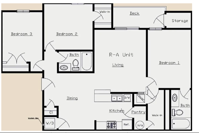 Apartment Floor Plan, Bedroom 3 is available - Gables of Cornerstone Apartment