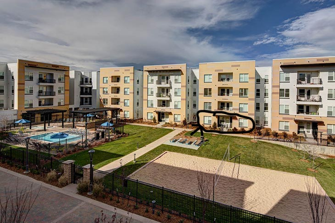 Specific apartment is circled; window on the left is your bedroom - UClub on 28th Apartments