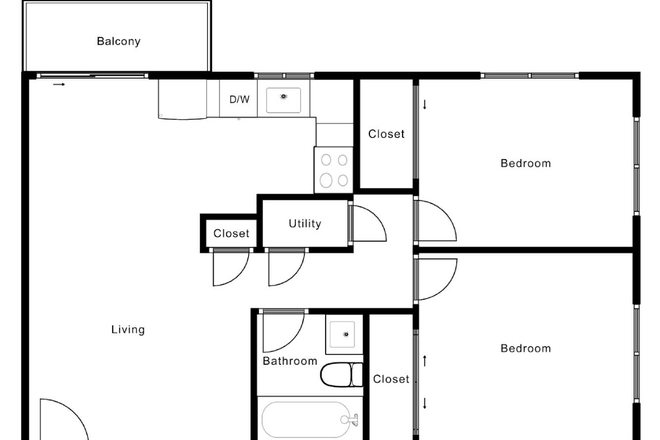 Floor Plan - Very nice 2-bedroom apartment, close to campus and Trax