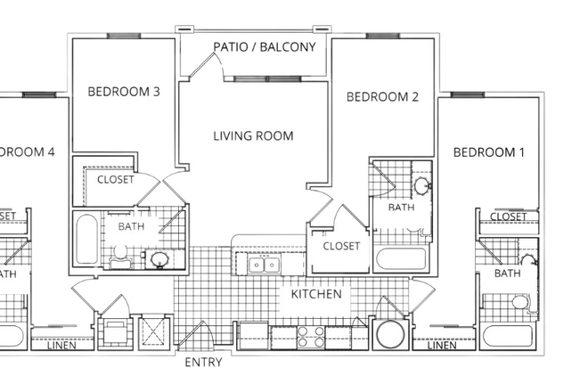 Bedroom 2 - The Aves 4 x 4 Bedroom Apartment
